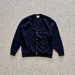 Vintage 90s IZOD Cardigan Sweater Navy Blue USA Made Orlon Acrylic Size XL